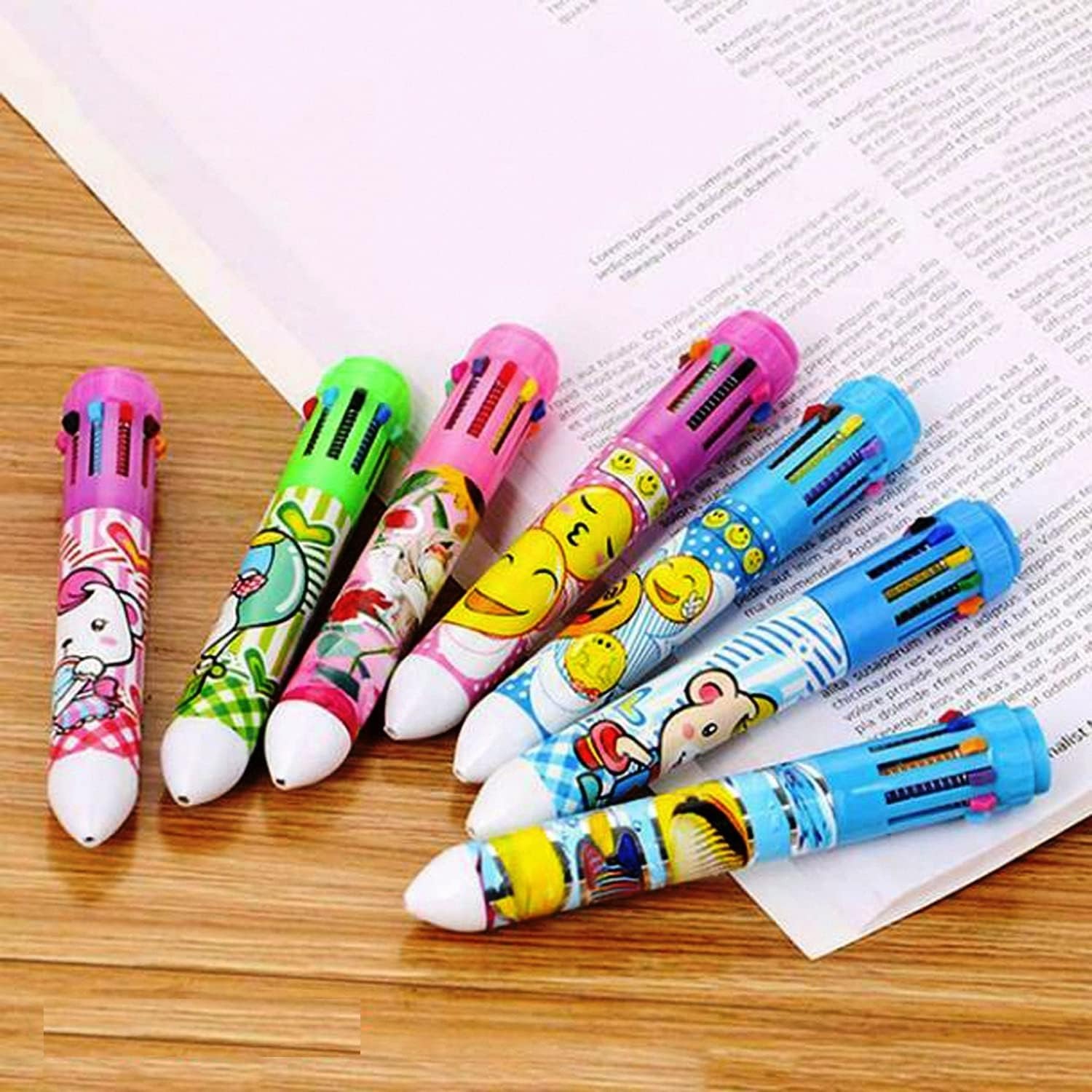 Multicolor 10 In 1 Cartoon Character Ballpoint Pen Random Colour Beautiful Attracted Colors Gift Item For Kids Great Writing Experience Office Use thumbnail 4