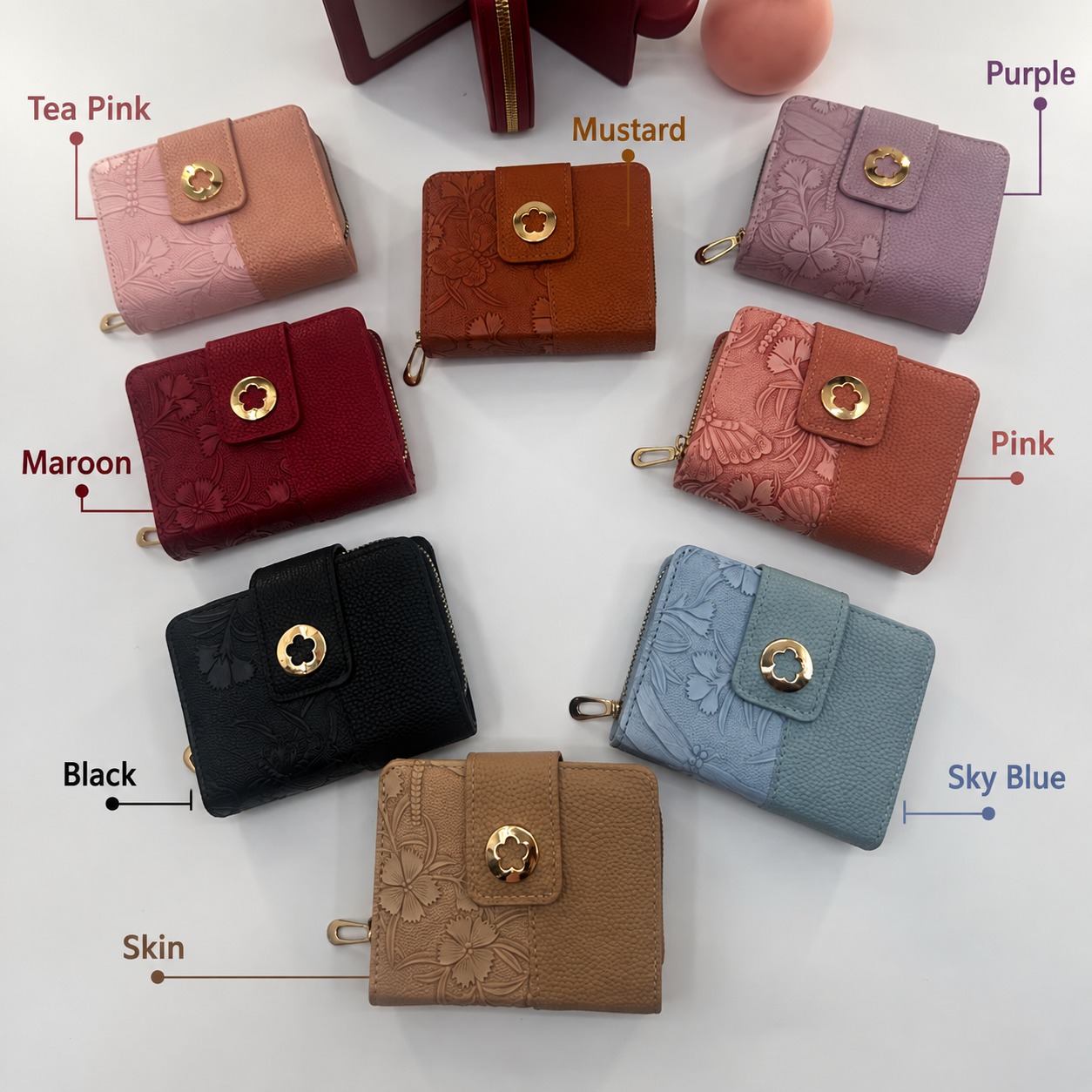 Premium Imported Ladies Check Flap Wallet with Zipper & Card Slots