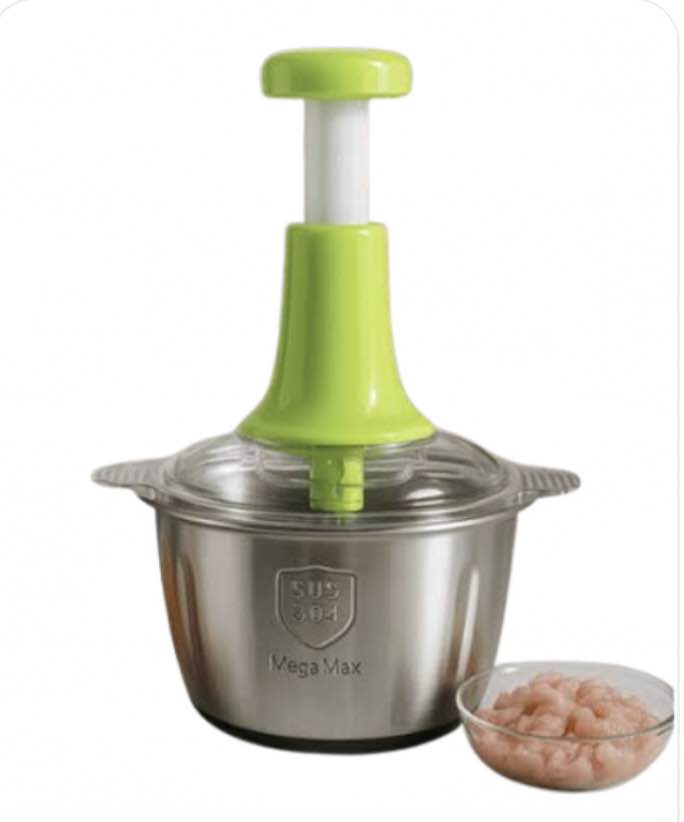 2L Manual Food Chopper | Stainless Steel Push Chopper | Kitchen Multi-purpose Vegetable and Nuts Chopper view 2