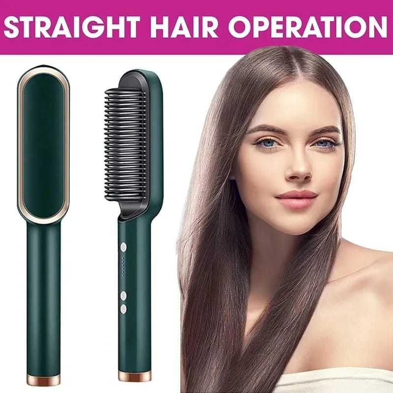 909 Hair Straightening Brush | Electric 2‑in‑1 Straightener & Curler | Heating Styling Comb | Quick 3‑Minute Styling view 4