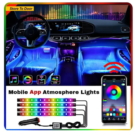 RGB Atmosphere Light for Cars & Bikes | 48 LED Bluetooth Interior Ambient Lighting Kit view 4