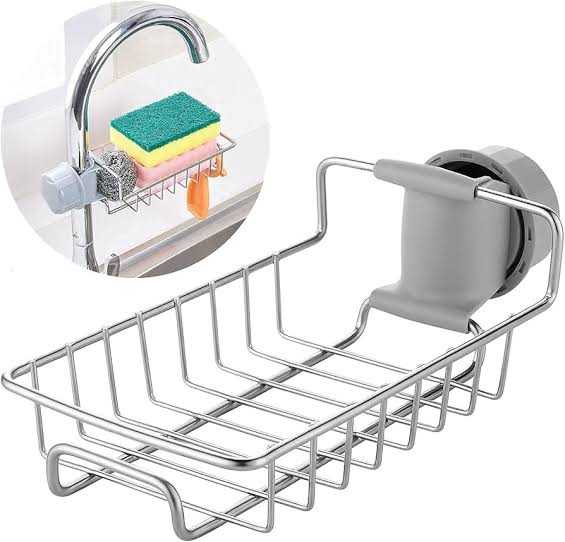 Stainless Steel Faucet Sponge Holder & Sink Organizer Rack view 2