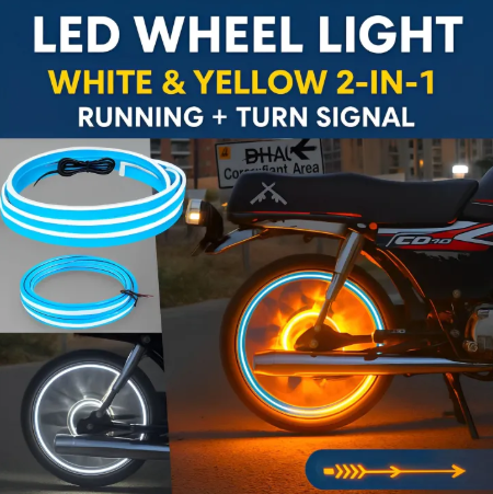 Universal Bike LED Strip Light Dual Color Turn Signal | Running Light for Motorcycle Wheel Decoration & Safety view 2