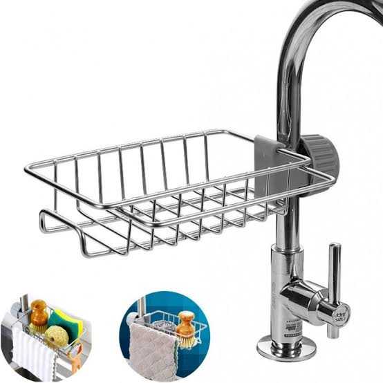 Stainless Steel Faucet Sponge Holder & Sink Organizer Rack view 3
