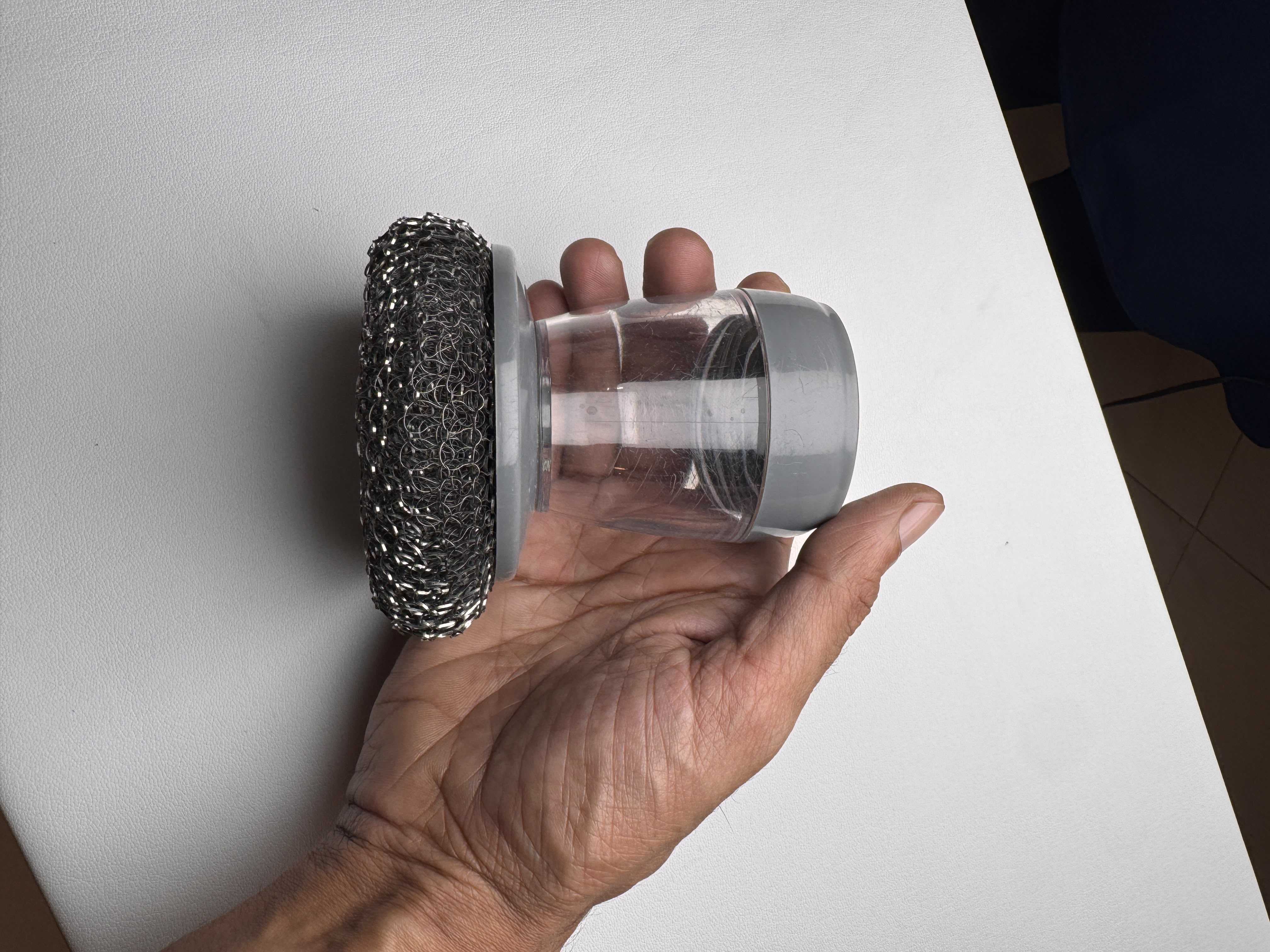 Soap Dispensing Kitchen Scrubber Brush with Steel Wire Ball view 2