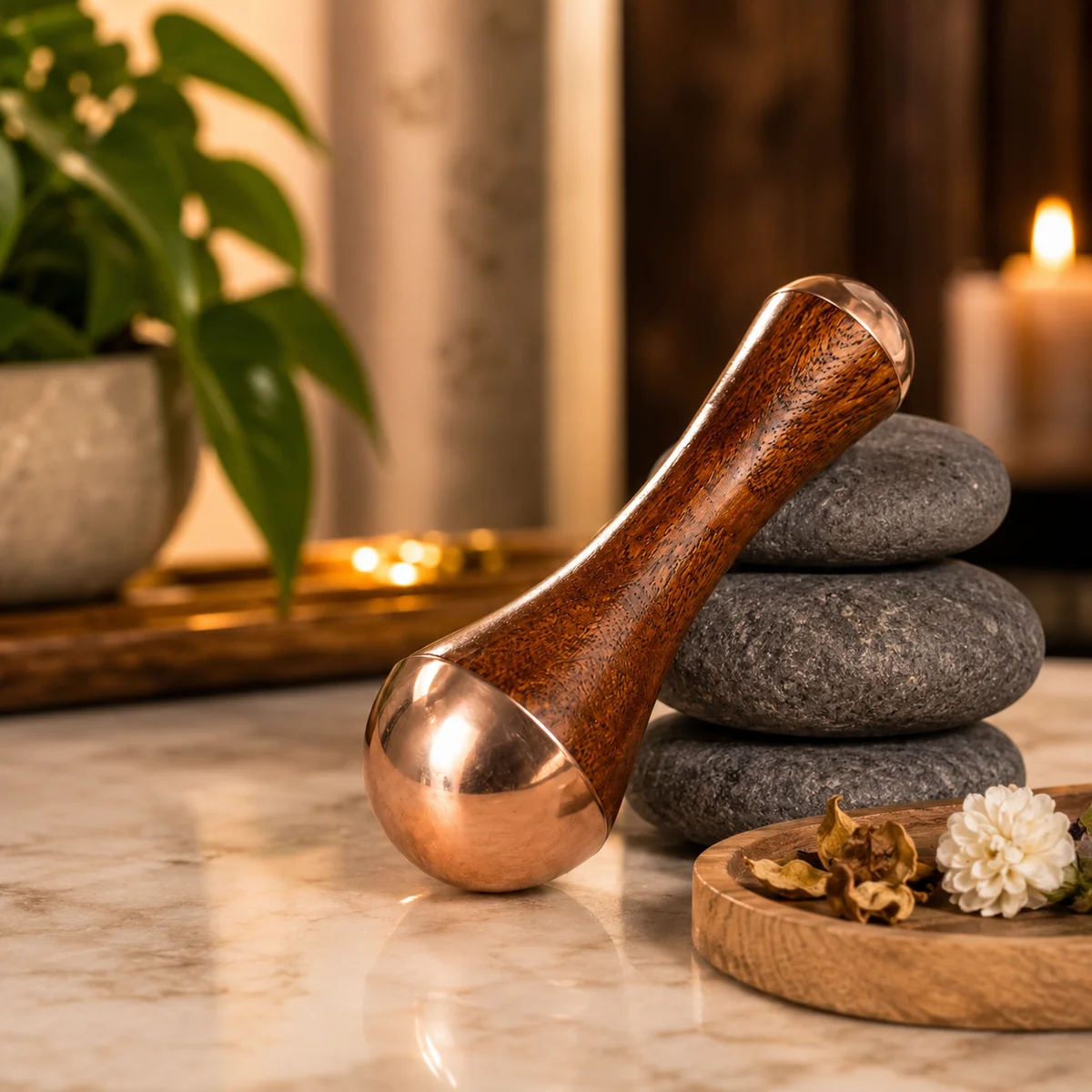 Kansa Wooden Massager For Foot & Face | Kansa Face Massager view 2