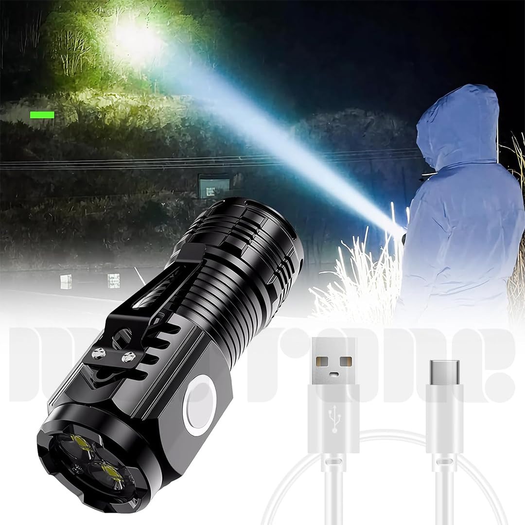 Powerful 3 LED Super Bright Mini Flashlight Rechargeable Portable Torch with Magnet view 2