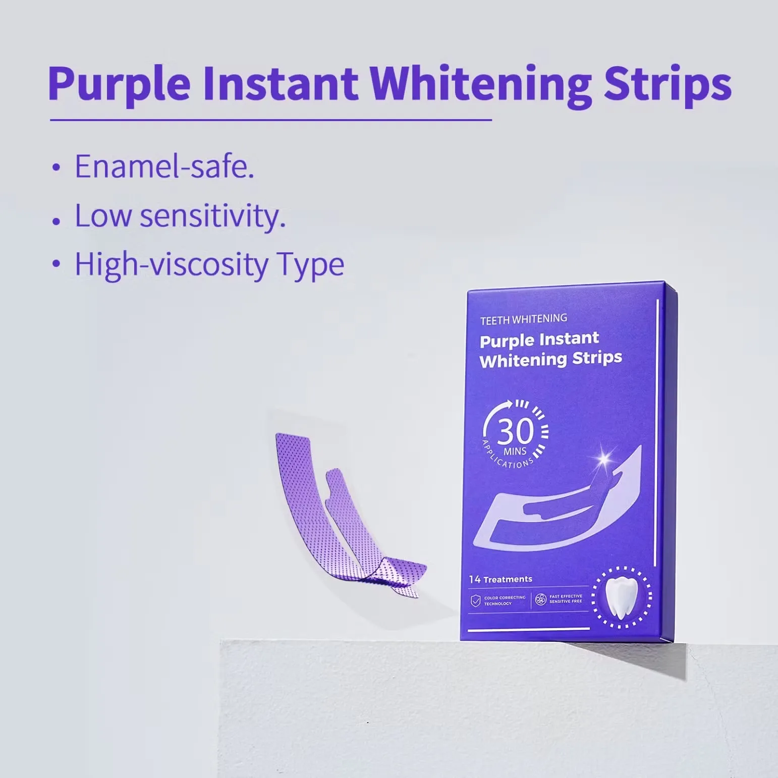 Purple Instant Teeth Whitening Strips – Fast Teeth Whitening Treatment, Color Correcting Technology, 30-Minute Application, view 2