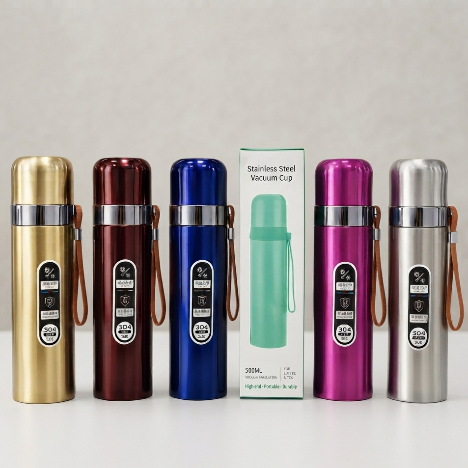 304 Stainless Steel Vacuum Flask/Cup 500ML Capacity - Drinkware Product Designed For Hydration And Daily Beverage Routine (Random Color) view 2