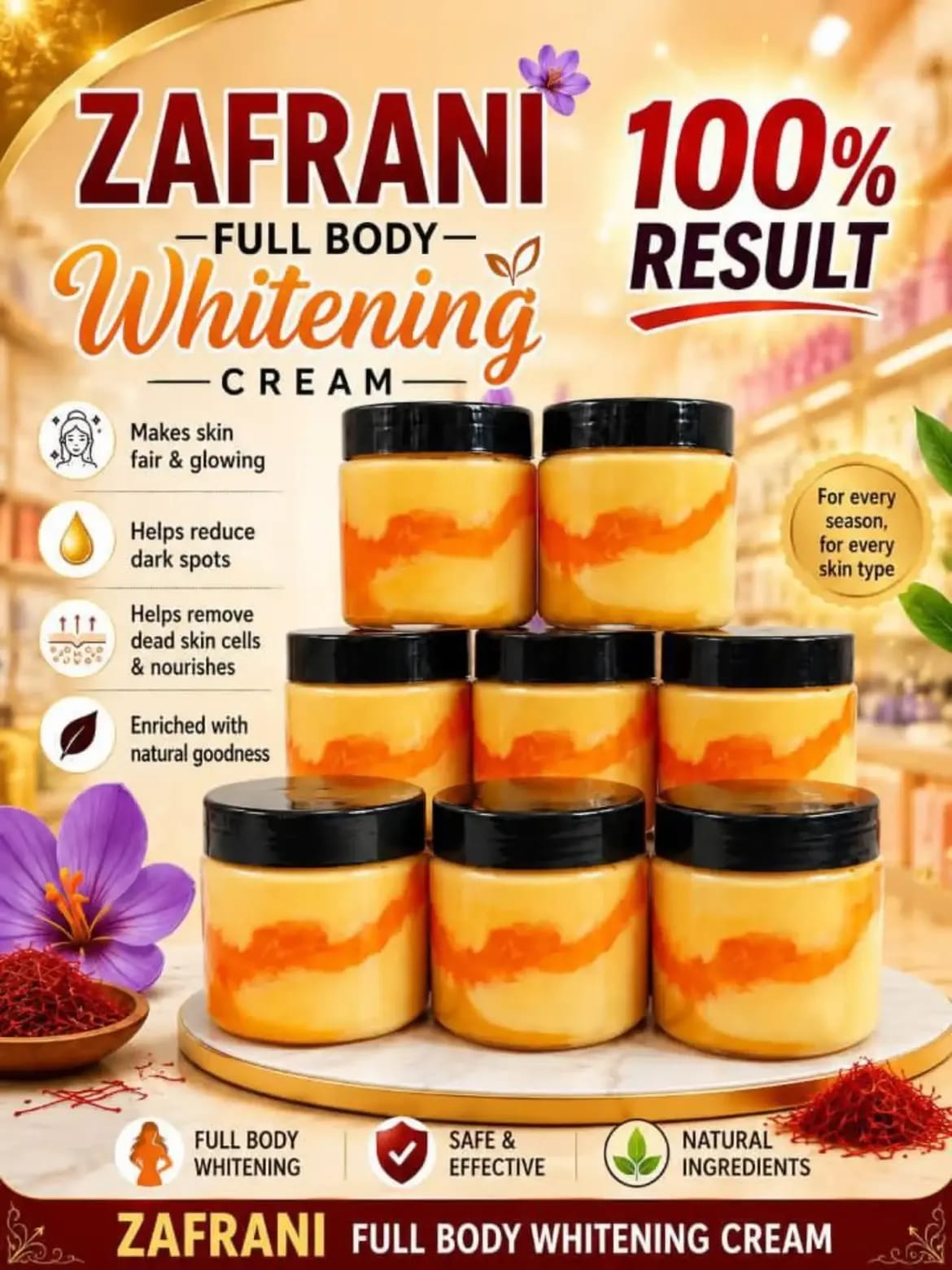 Zafrani Beauty Cream With Saffron & Milk Protein for Skin Care - 500g view 2