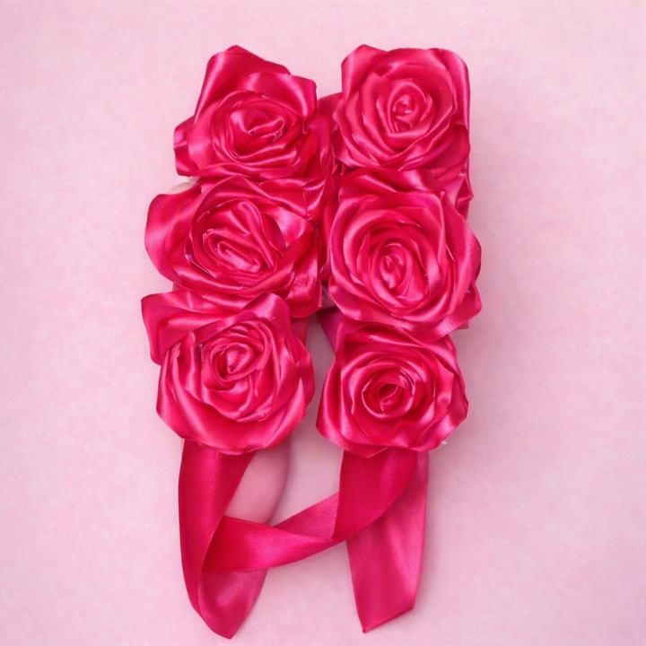 Pair Ribbon Gajray – Colorful Satin Ribbon Flower Gajra for Hair & Traditional Wear thumbnail 3
