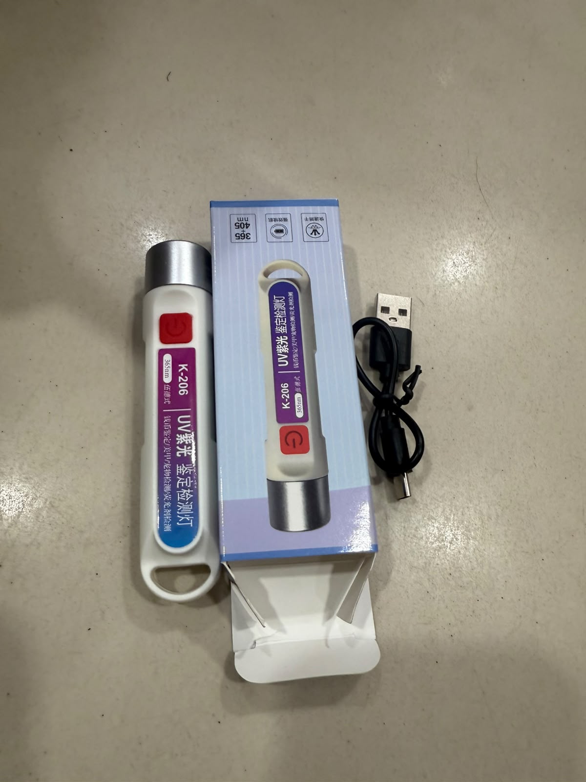 K-206 365nm UV Inspection Lamp – Rechargeable USB UV Flashlight for Fluorescent Detection, Currency, Stain & Security Mark Inspection view 5