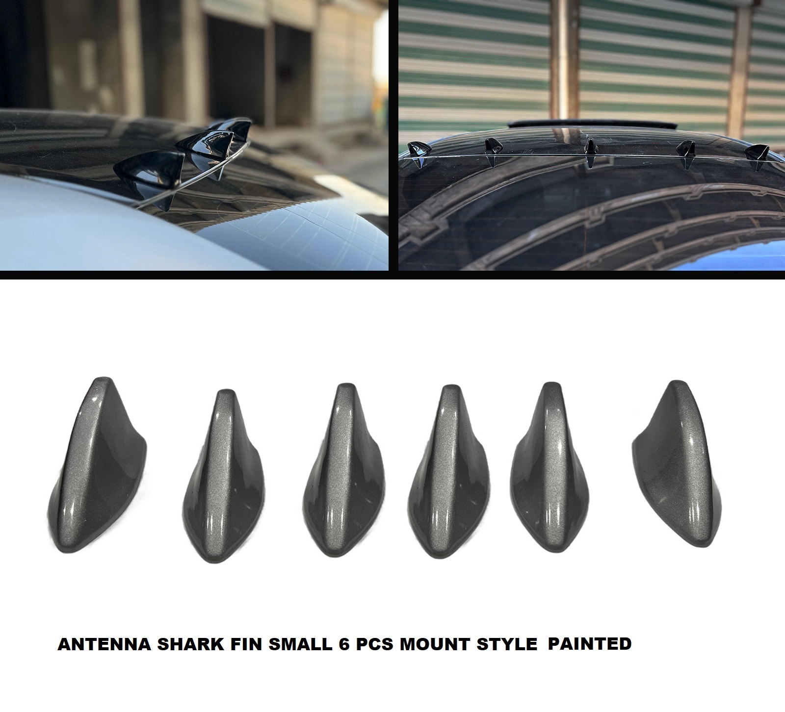 Universal Shark Fin Roof Spoiler 6 Pcs Set – Small Mount Style Painted Car Exterior Accessories