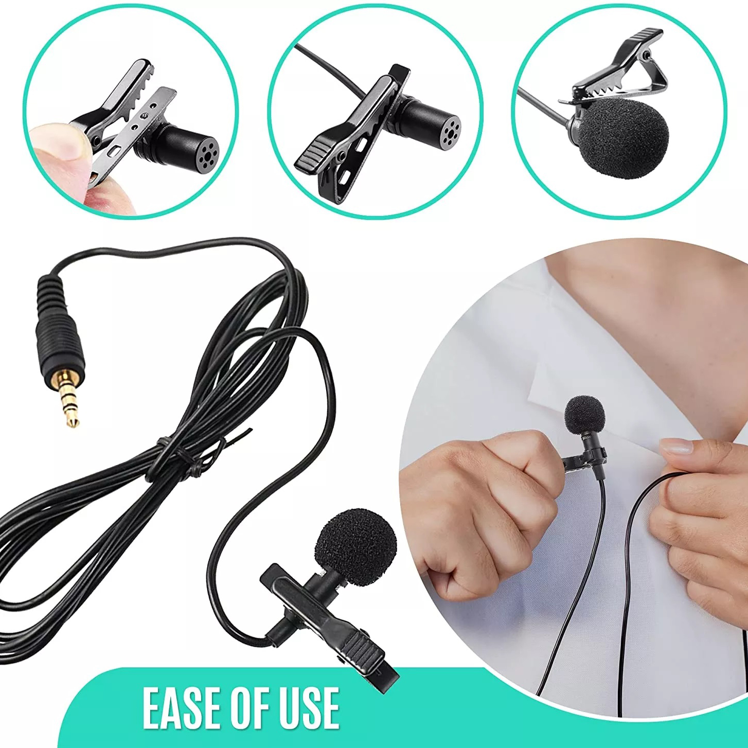Professional Lavalier Microphone for TikTok & Blogging – Clip-On Wired Mic view 2