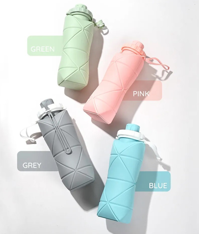 Silicone Folding Bottle | 600ML Silicon Foldable Bottle | Smart Travel Bottle Collapsible Design (Random Color) view 3