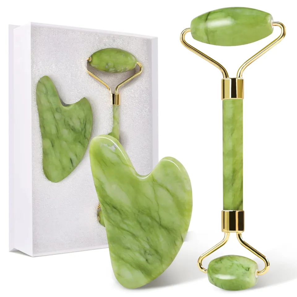 Flawless Jade Roller With Guasha Stone Marble Stone Stimulates healthier skin | Skin Care Jade Roller view 4