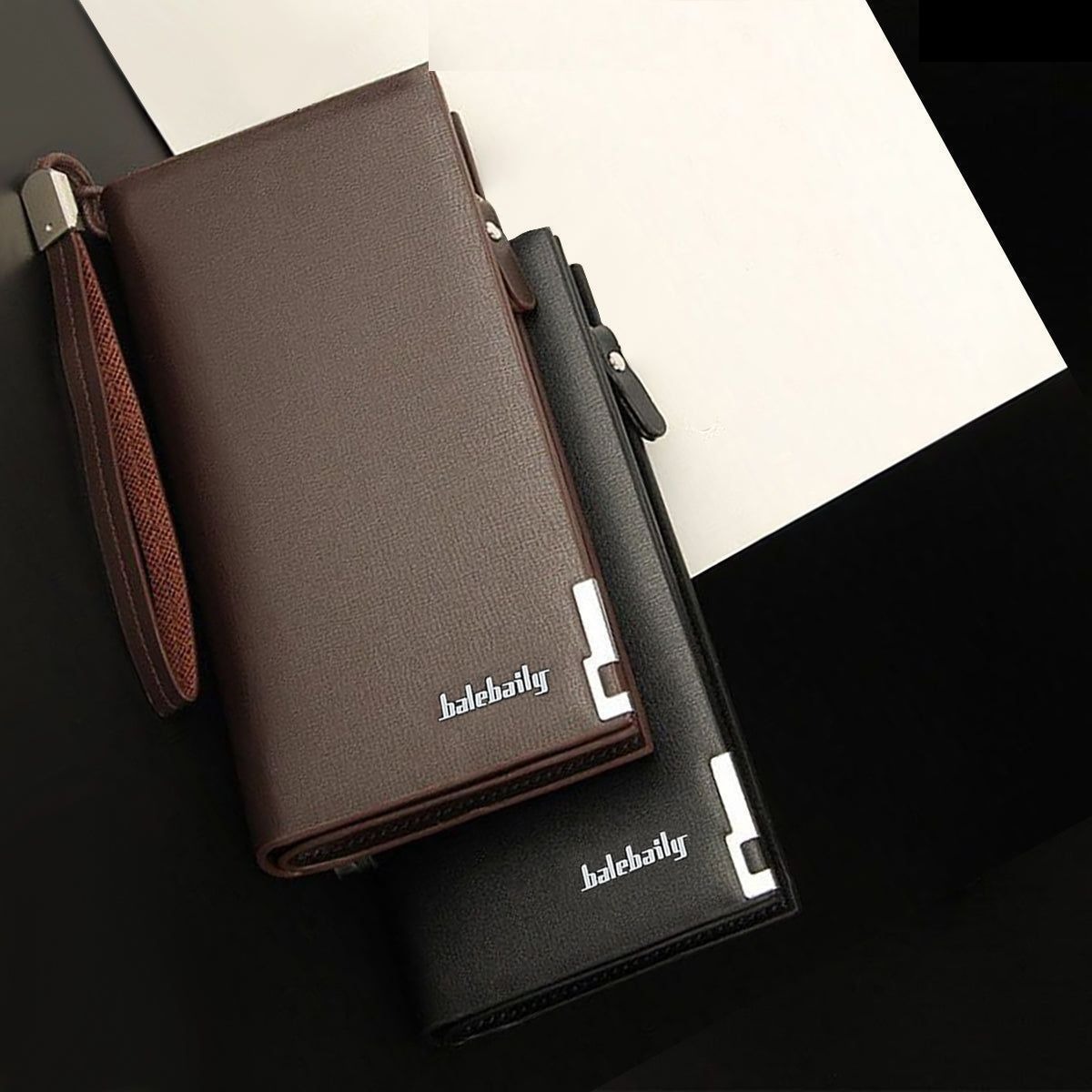 Balebaily Long Wallet Slim Multi Pocket PU Leather Design view 3