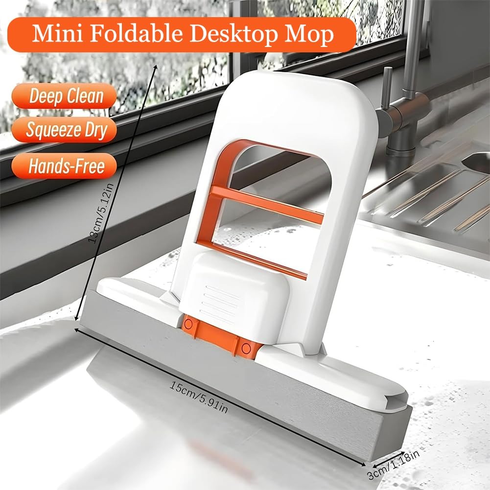 Foldable Mini Mop | Portable Desktop Wet & Dry Cleaning Mop | Self‑Squeezing view 2