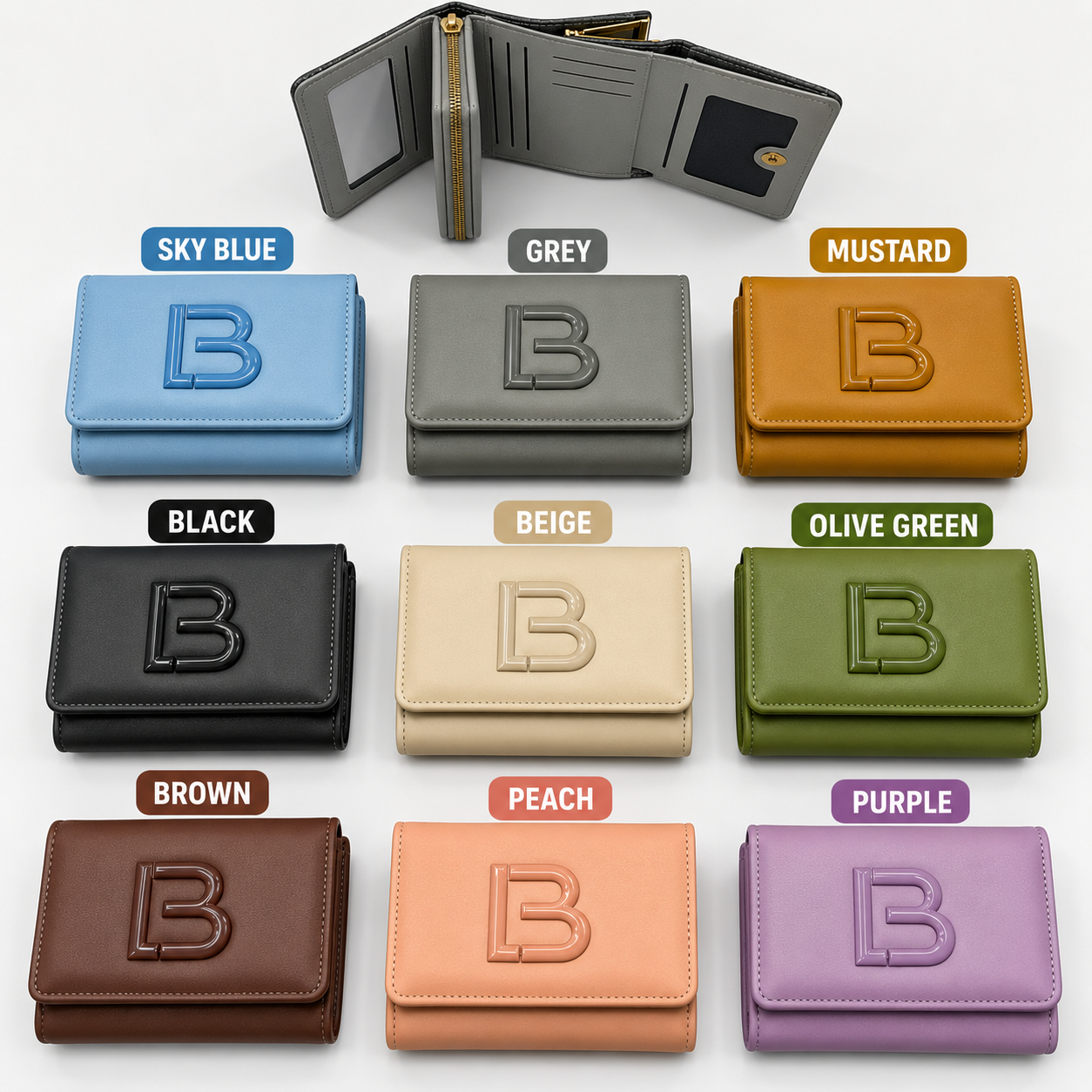 Premium Imported Ladies Mini Wallet – Stylish Check Design with Gold Lock