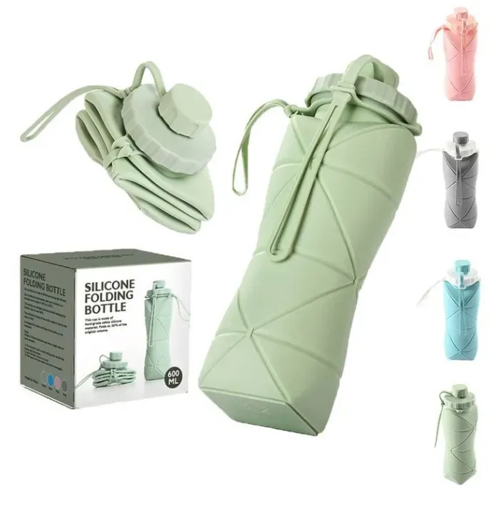 Silicone Folding Bottle | 600ML Silicon Foldable Bottle | Smart Travel Bottle Collapsible Design (Random Color) view 2