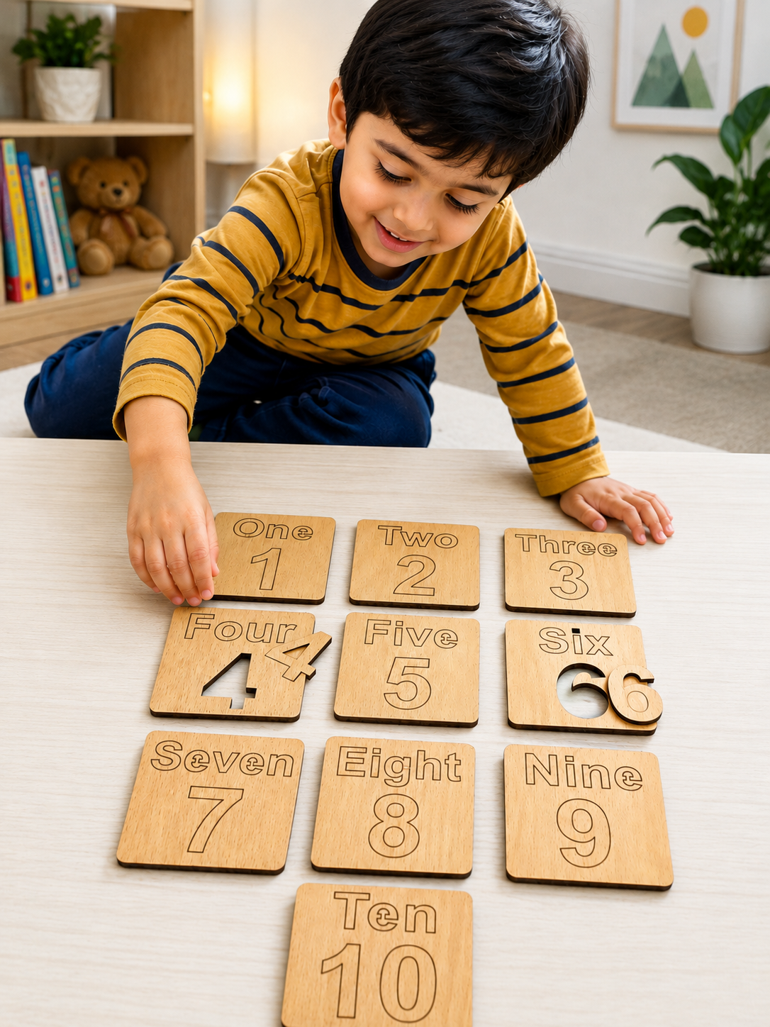Educational Toy sWooden Number Learning Puzzle Set for Kids 1-10 thumbnail 3