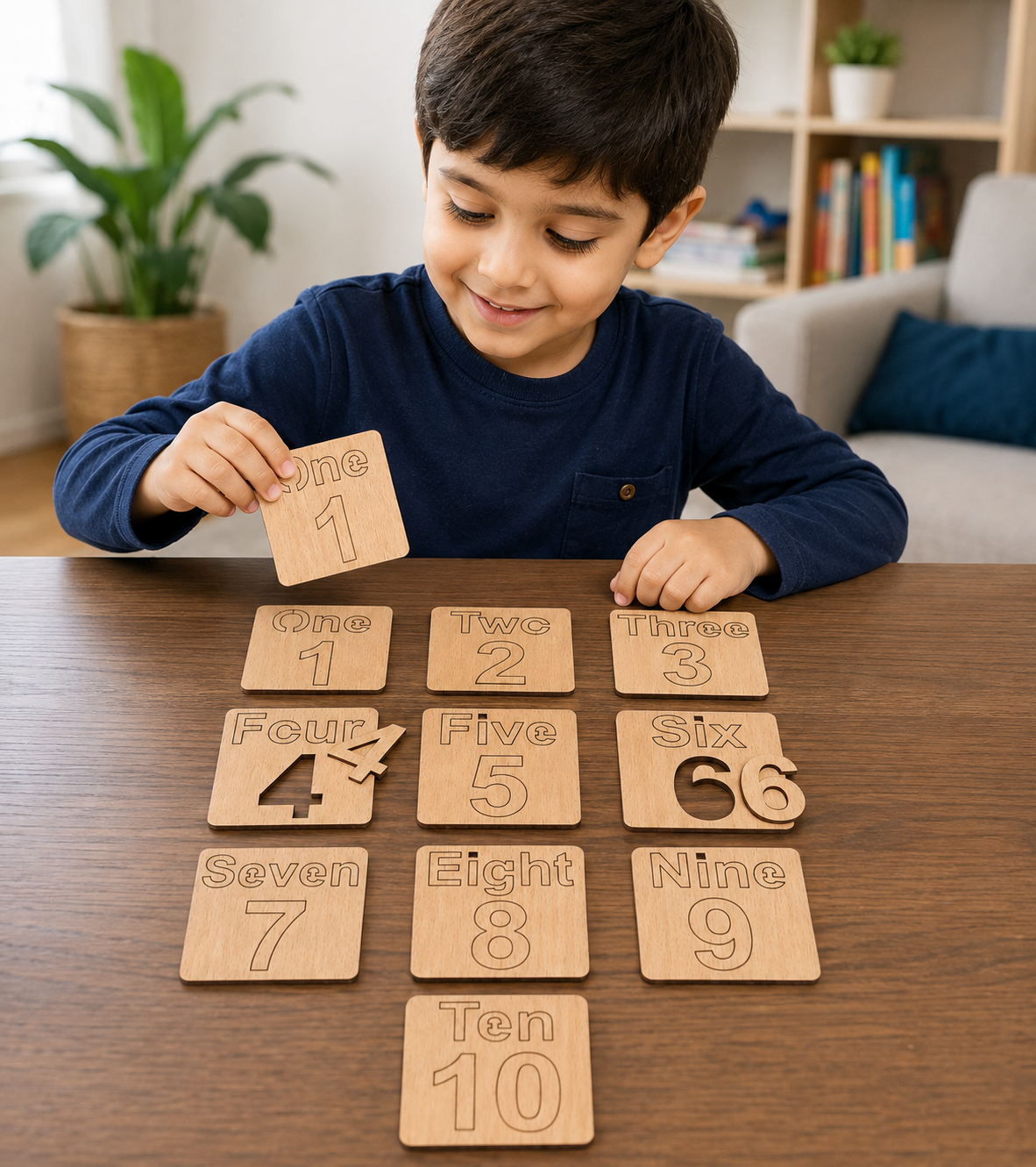 Educational Toy sWooden Number Learning Puzzle Set for Kids 1-10 thumbnail 4
