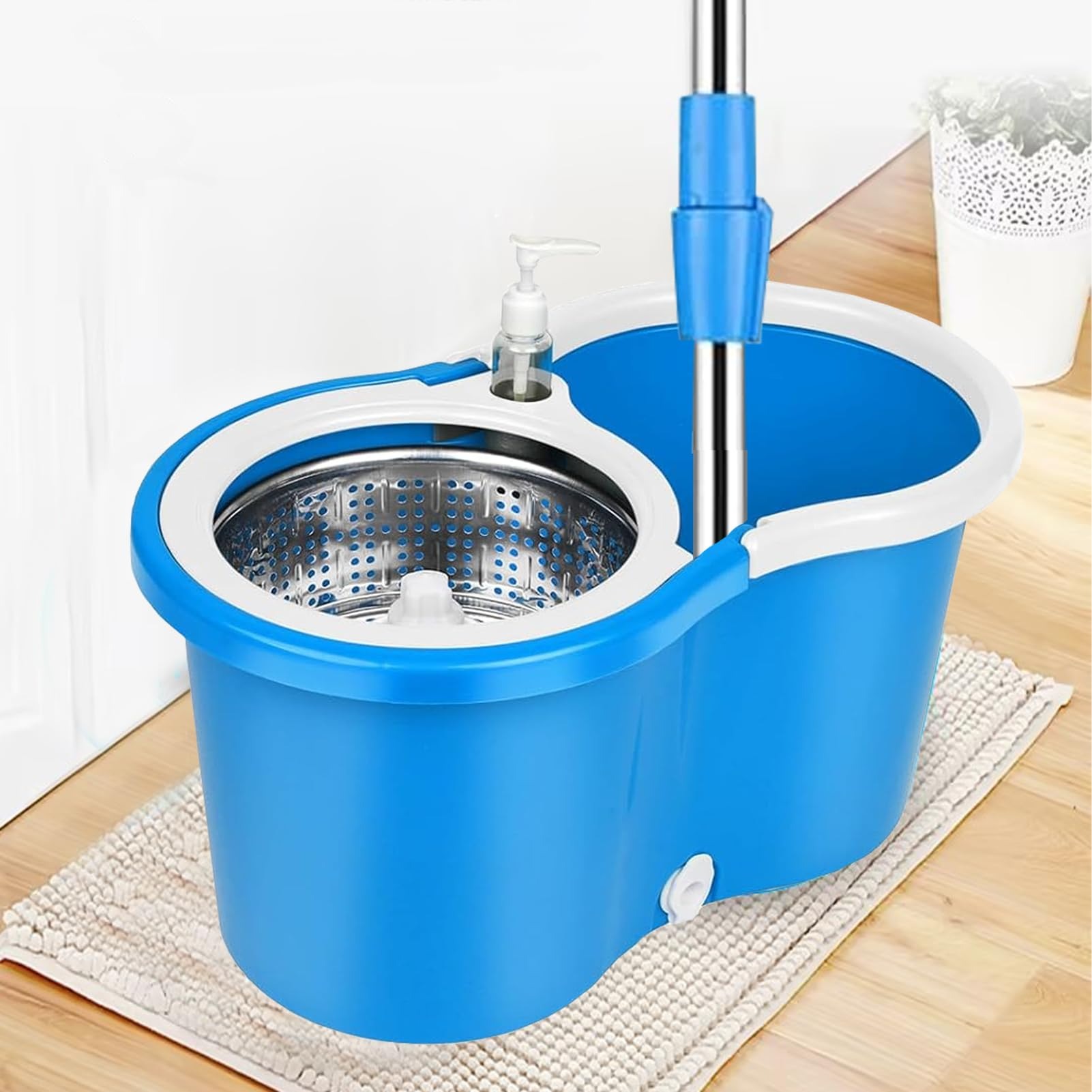 360 Degree Rotating Spin Mop with Stainless Steel Bucket | 360 Degree Rotating Microfiber Mop Head | Home & Office Floor Cleaning Tool view 2