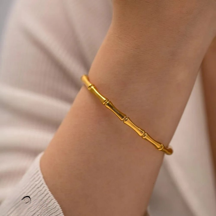 Bamboo Trending Korean Bangle - Jewelry Product Designed For Wrist Wear And Daily Ornament Routine (SKU: QRT-201) view 2