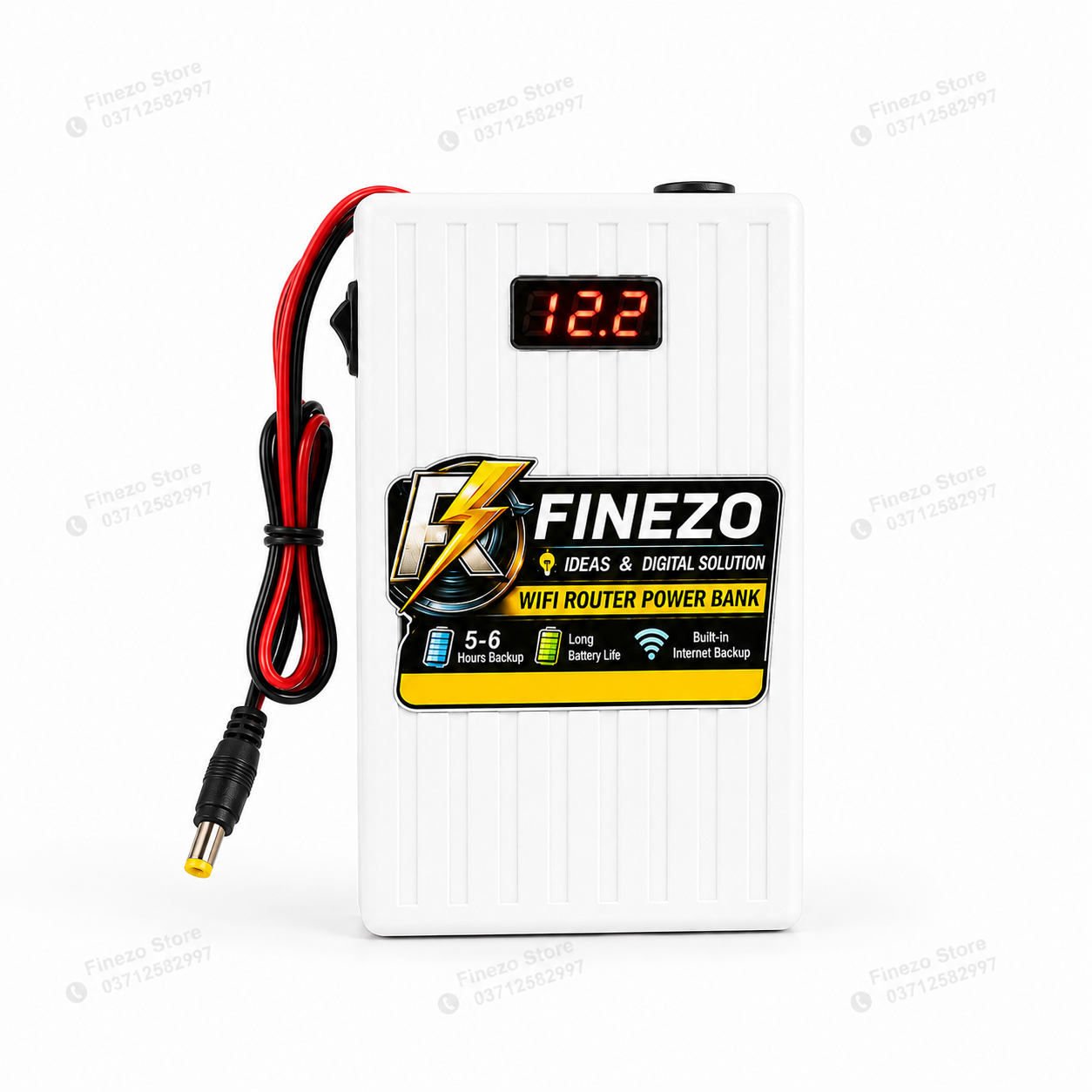 Finezo WiFi Router Power Bank 12V 6000mAh – Router Mini UPS with LED Digital Voltage Display, 5-6 Hours Backup, 0.5A & 1A, Portable WiFi Power Backup view 4