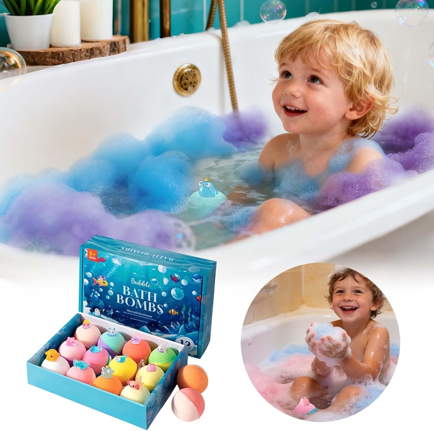Kids Bath Bombs With Surprise Toys Inside Colorful Fizzing Child Friendly Fun Perfect For Birthdays Gifts Rewards And Bath Time Entertainment | Random Color thumbnail 5