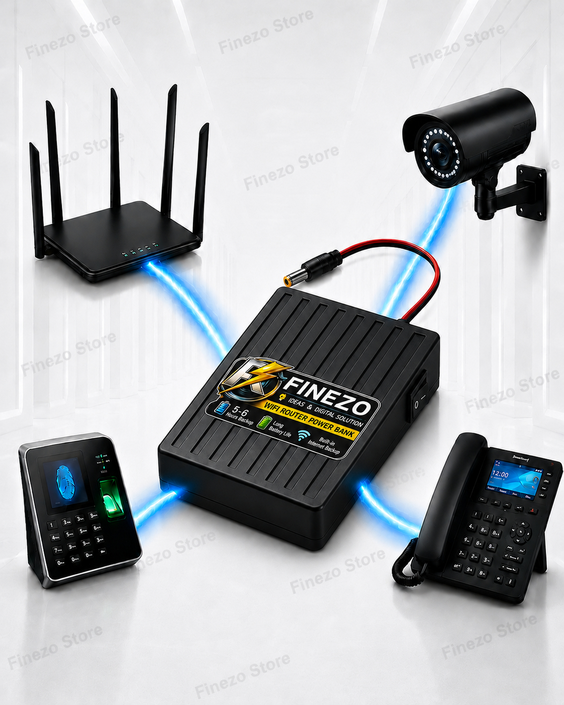 Finezo WiFi Router Power Bank 12V 6000mAh – 0.5A/1A Mini UPS, 5-6 Hours Backup for WiFi Router & Modem – Portable Internet Power Backup view 3