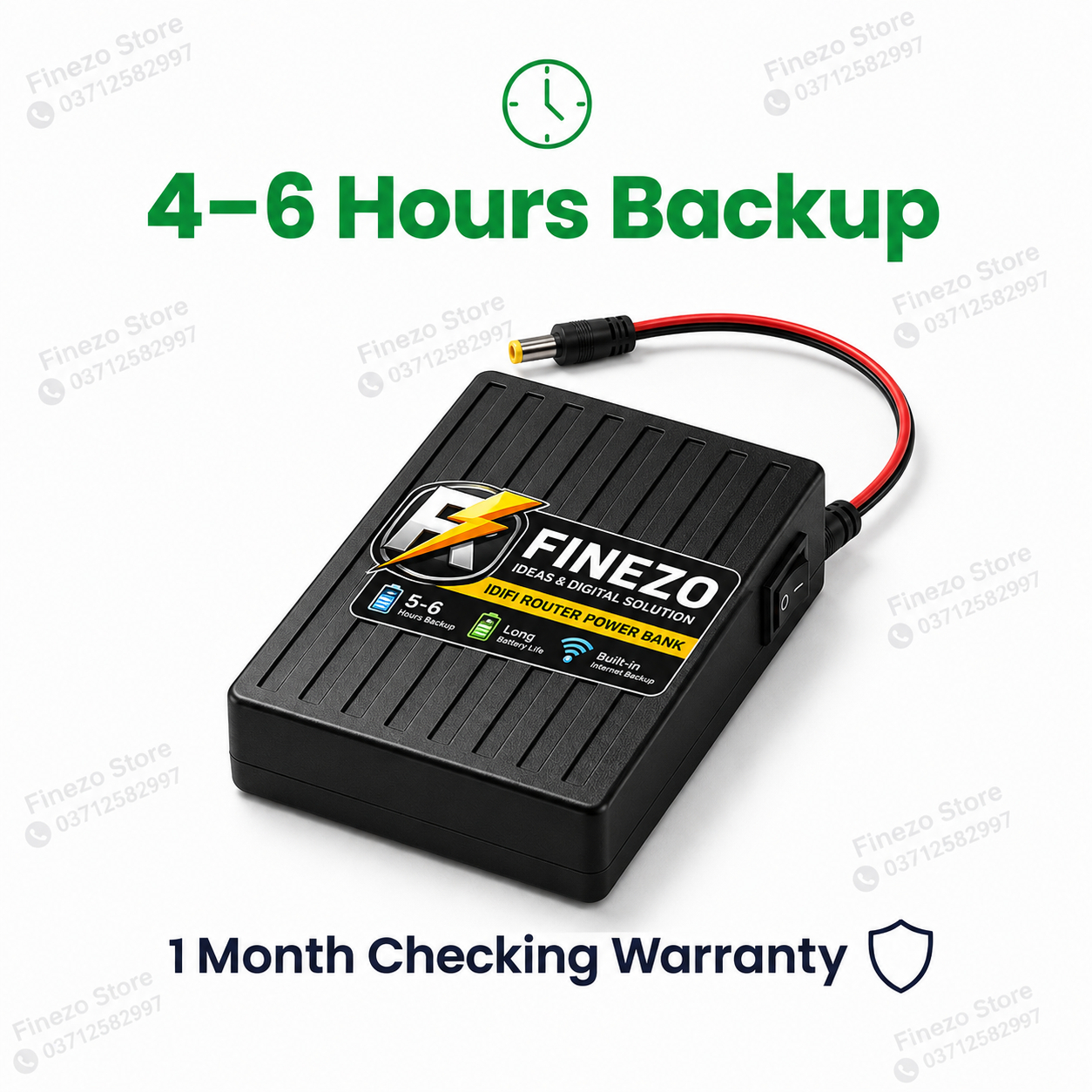 Finezo 12V WiFi Router Power Bank 12000mAh – Mini UPS with 5-6 Hours Backup thumbnail 3