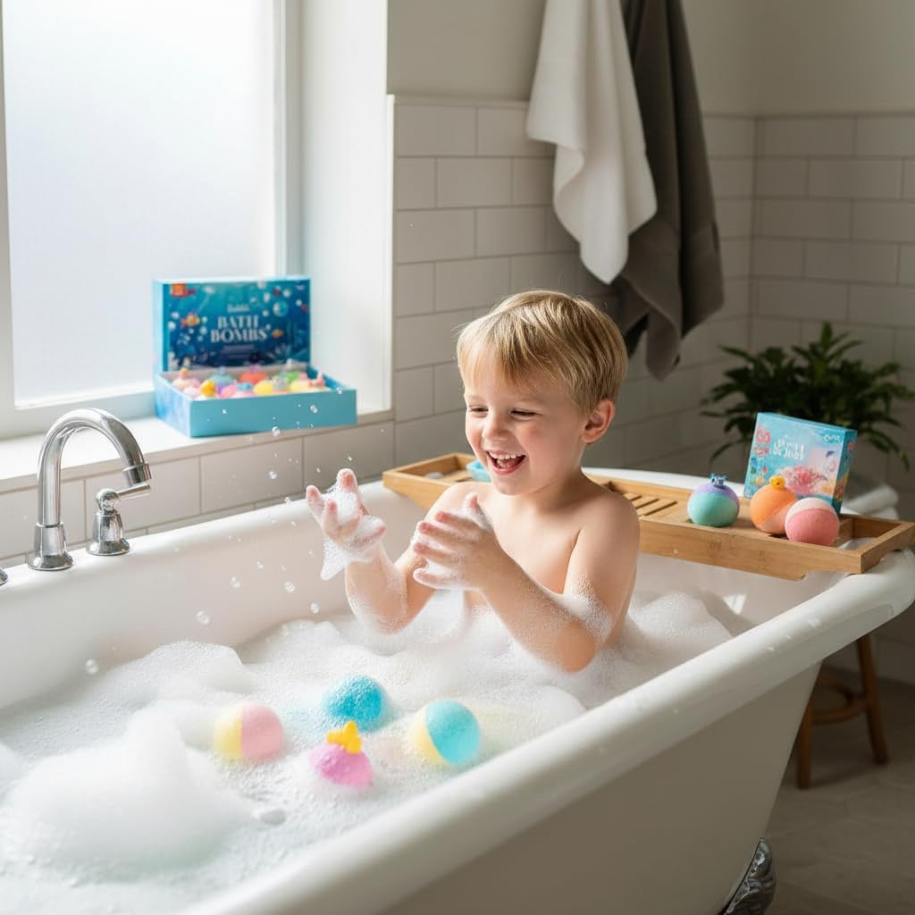 Kids Bath Bombs With Surprise Toys Inside Colorful Fizzing Child Friendly Fun Perfect For Birthdays Gifts Rewards And Bath Time Entertainment | Random Color