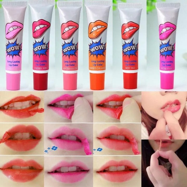 6 Pcs Peel Off Wow Lipstick Lip Gloss - Cosmetic Product Designed For Lip Care And Daily Makeup Routine thumbnail 3