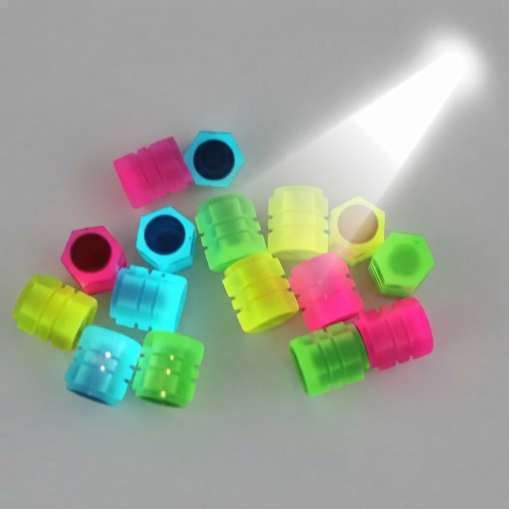 Luminous Tire Valve Cap For Car Tire For Car Motorcycle Bike Glowing Tire - Automotive Accessory (Random Color) thumbnail 3