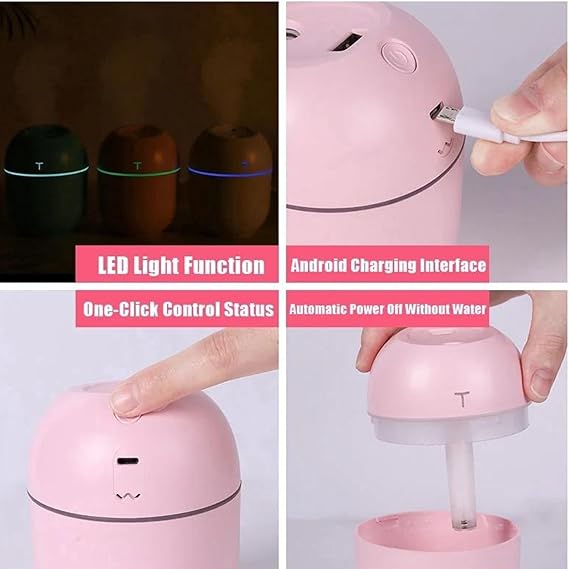 Mini Cute Air Humidifier With RGB Light | Mute Humidifier For Room & Office | 220ML Water Capacity thumbnail 5