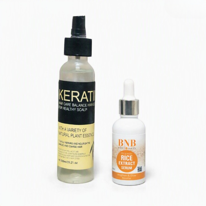 2-in-1 Keratin Hair Serum & BNB Organic Rice Extract Face Serum Deal - 120ml thumbnail 2