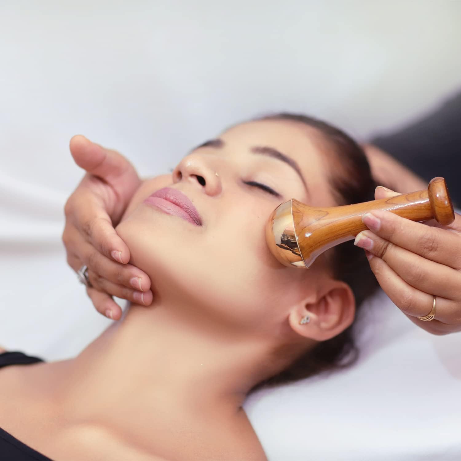 Kansa Wand Face and Foot Massager – Ayurvedic Bronze Massage Tool with Wooden Handle thumbnail 2