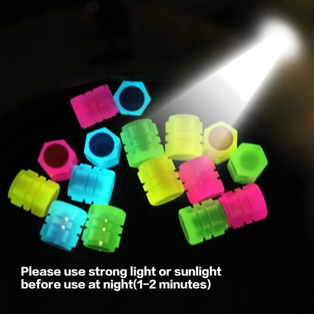 Luminous Tire Valve Cap For Car Tire For Car Motorcycle Bike Glowing Tire - Automotive Accessory (Random Color) thumbnail 2