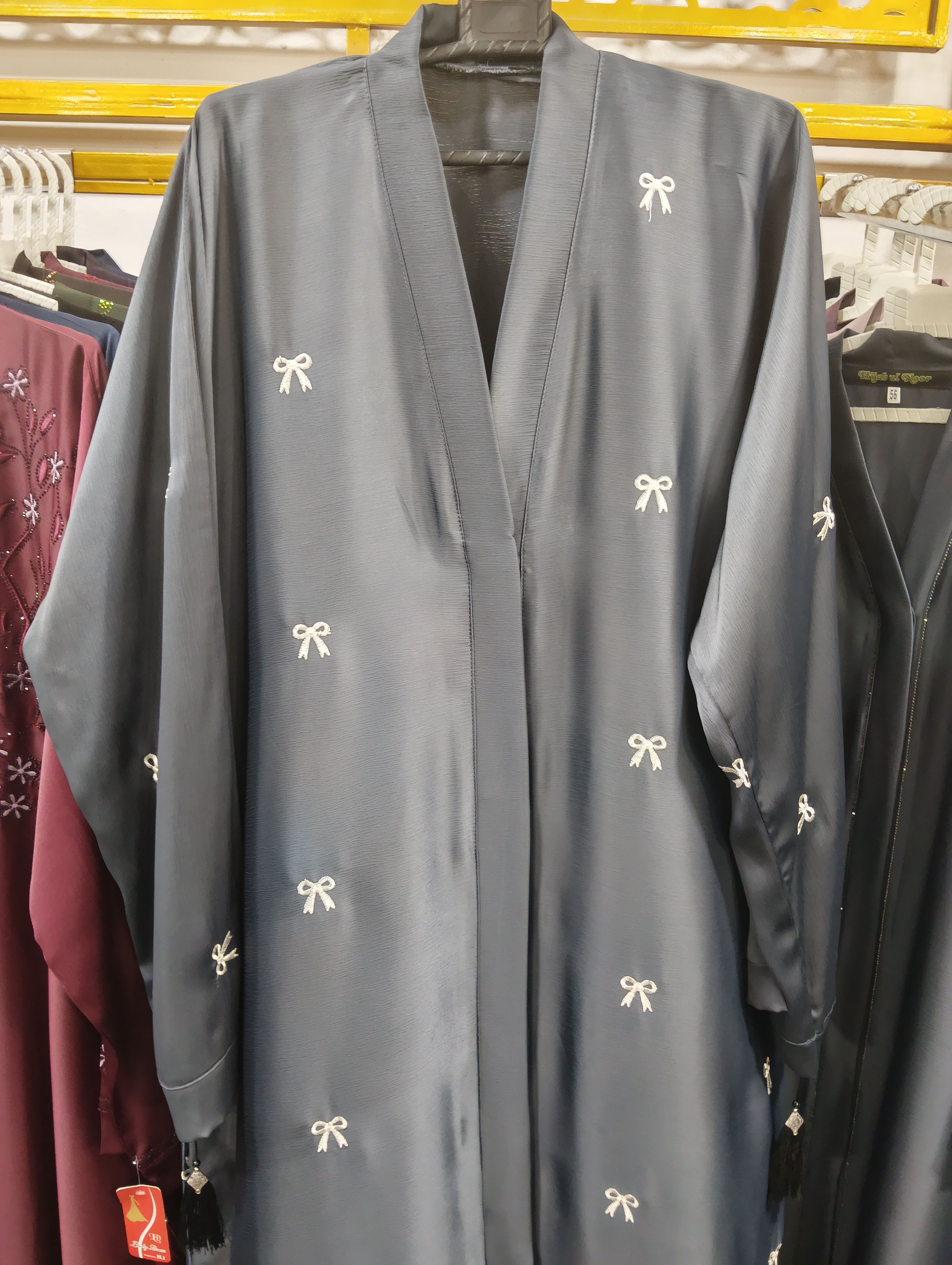 Premium TikTok Fabric Bow Embroidered Abaya – Standard Size thumbnail 4