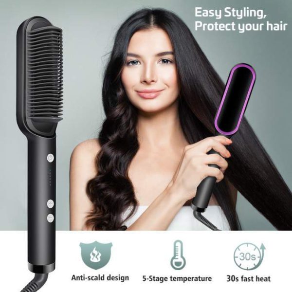 Professional Hair Straightener Brush – Anti-Scald Comb with 5 Temperature Settings thumbnail 3
