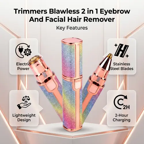 Blawless 2-in-1 USB Rechargeable Eyebrow Trimmer & Shaver (HX-203B) thumbnail 3