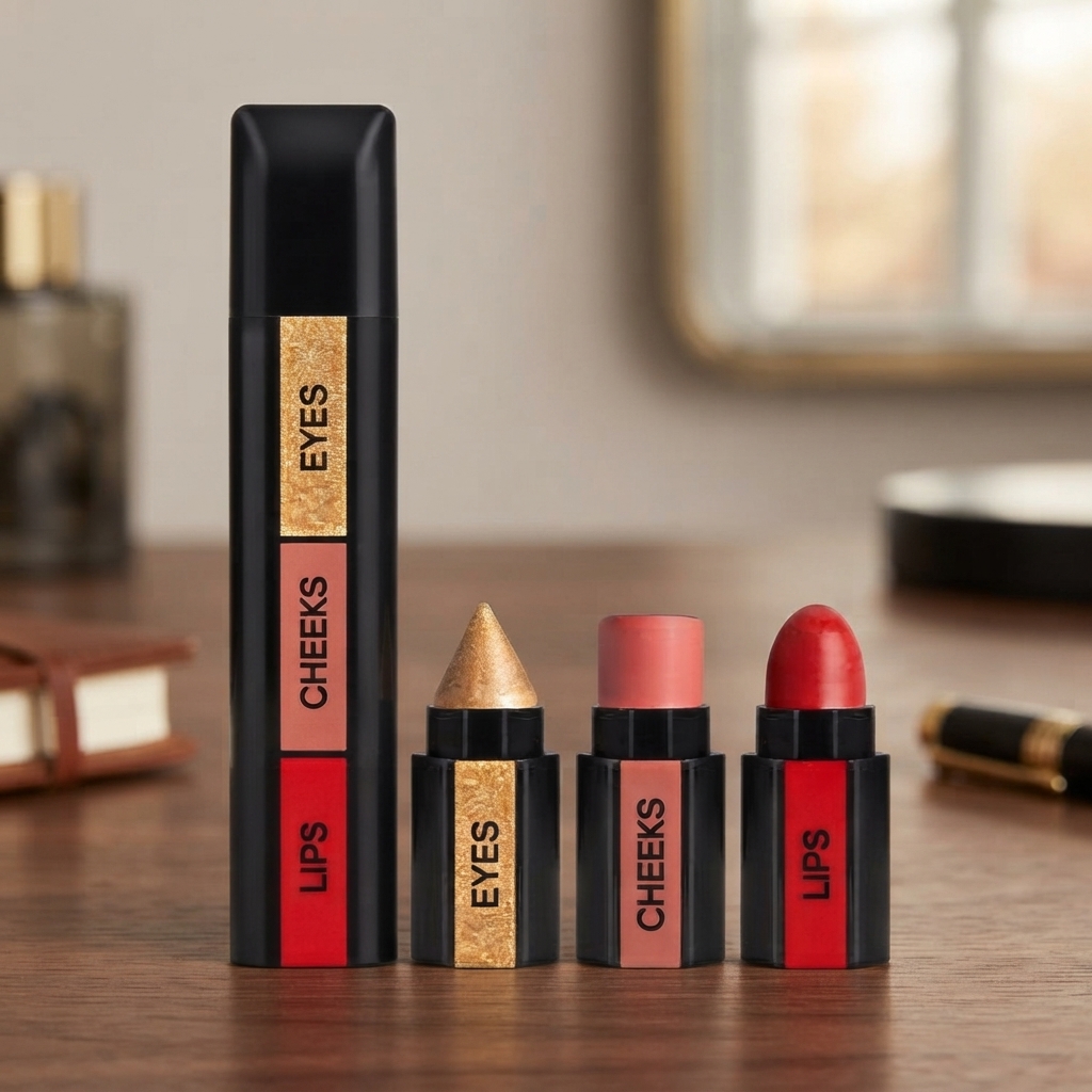 3 In 1 Makeup Stick With Eye Shadow, Blush & Lipstick - Cosmetic Product Designed For Lip Care And Daily Makeup Routine (Random Color) thumbnail 3