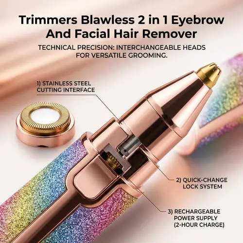 Blawless 2-in-1 USB Rechargeable Eyebrow Trimmer & Shaver (HX-203B) thumbnail 4