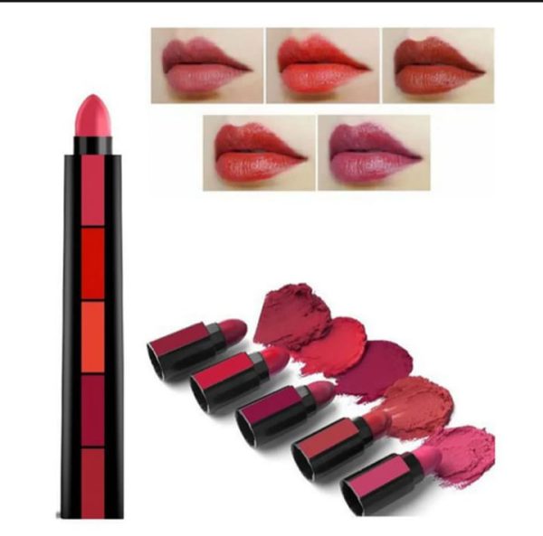5 In 1 Lipstick - 5 Steps Matte Lipsticks - Cosmetic Product Designed For Lip Care And Daily Makeup Routine (Random Color) thumbnail 3