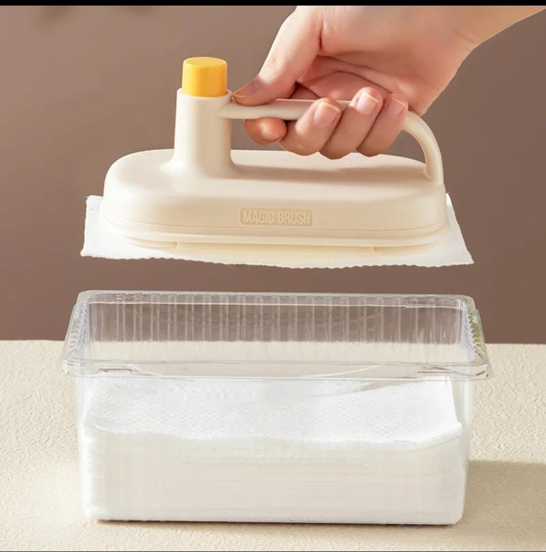 One-Press Deep Cleaning Brush For Kitchen & Dining - Household Product Designed For Washing And Daily Dish Cleaning Routine (With 50 Disposable Sheets) thumbnail 4