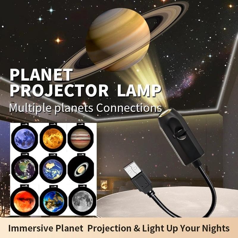 USB Ceiling Moon Earth Projection Atmosphere Light Starry Sky Lamp Night Light Romantic Bedroom Decoration Projector (6 Lenses) thumbnail 2