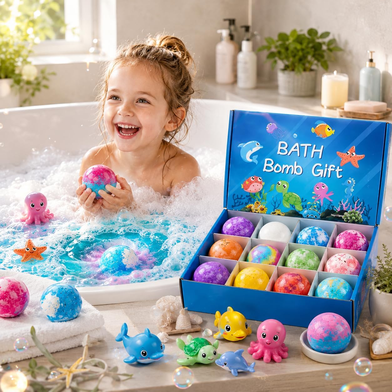 1pcs Bath Bombs for Kids Gift Set, Colorful Bath Bomb with Surprise Gift Inside, Ocean Theme Fizzing Tub Fun, Moisturizing Foam for Soft Skin, Cute Toy Filled Bath Time Treat - Buy Online in Pakistan at Zenbu Store