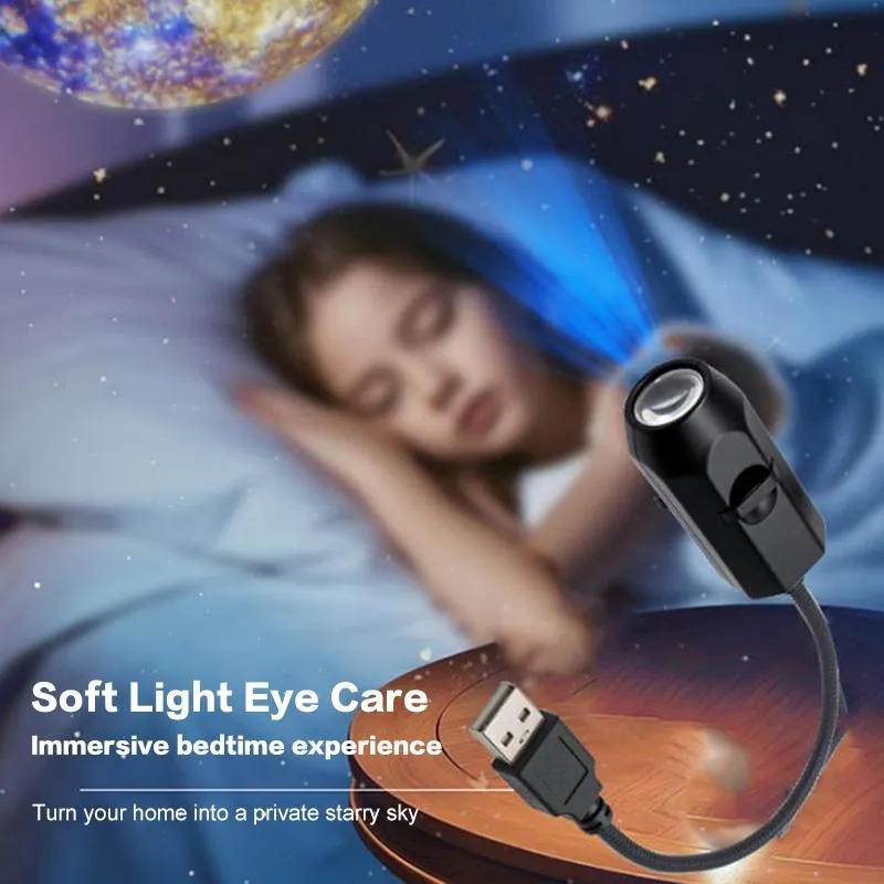 USB Ceiling Moon Earth Projection Atmosphere Light Starry Sky Lamp Night Light Romantic Bedroom Decoration Projector (6 Lenses) thumbnail 3