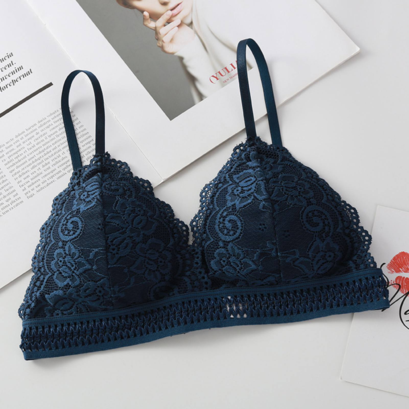Deep V Lace Bra - Apparel Product Designed For Undergarment Wear And Daily Comfort Routine - Free Size (Random Color) thumbnail 5